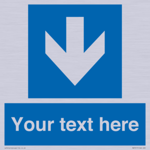 Custom Directional signage blue down arrow 